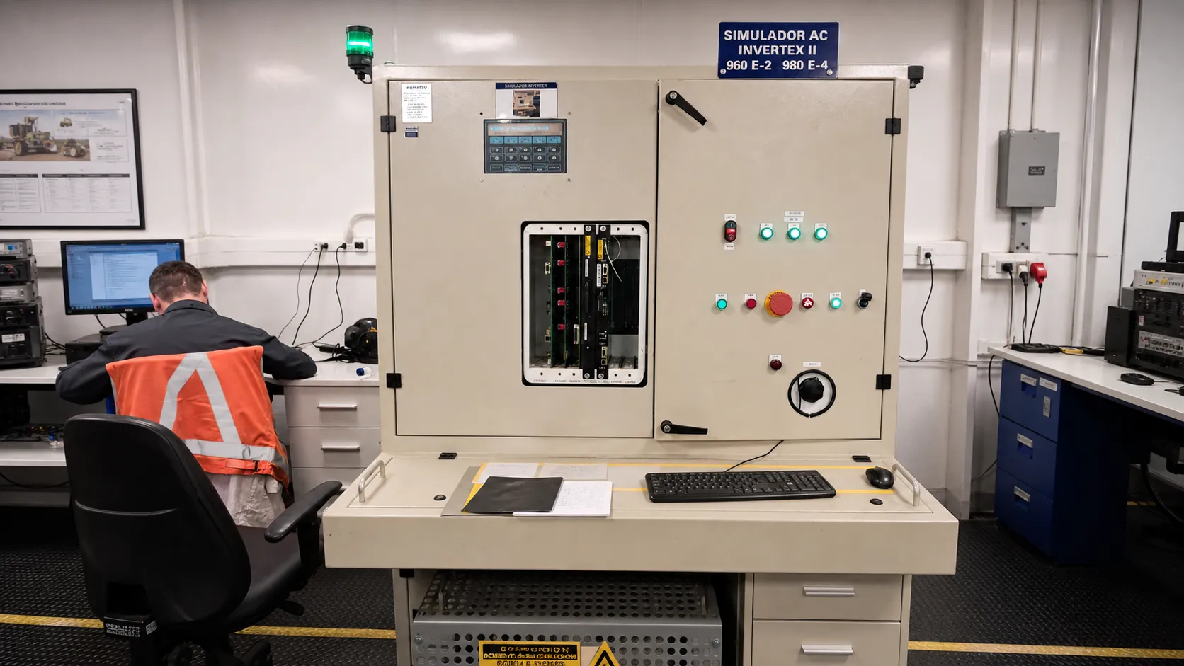 The usual programming process using a simulator, diagnostic equipment, computer and test bench: fixed infrastructure that the Configuration Panel can replace.