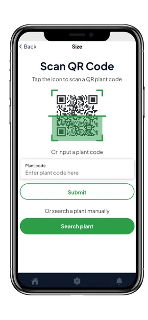 Calgrow app: scanning the plant QR code