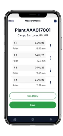 Calgrow app: recorded plant measurements