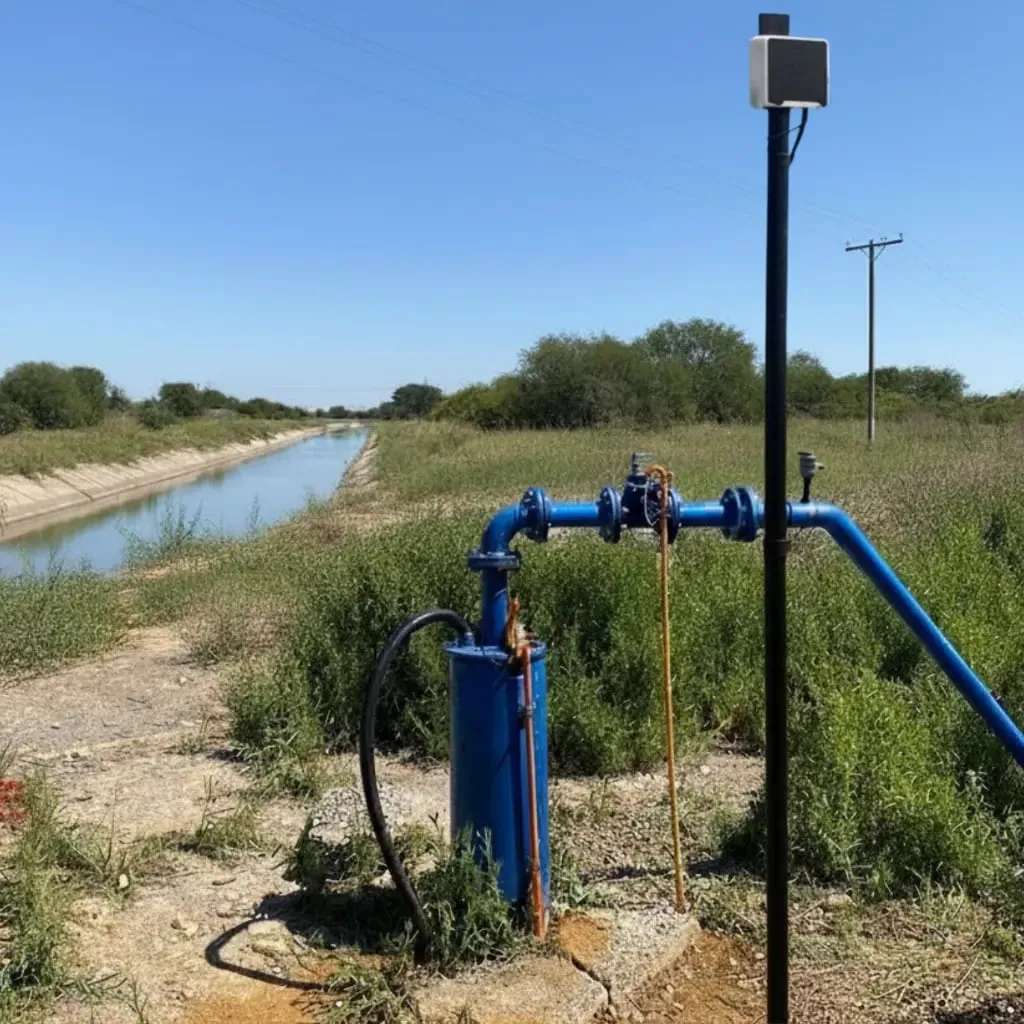 Telemetry node installed next to an agricultural well
