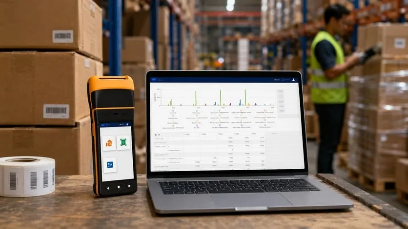 Warehouse operation with the platform and a handheld terminal