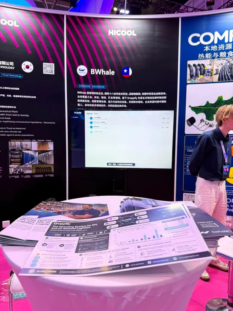 Material de BWhale y Druppify en el stand de HICOOL 2026