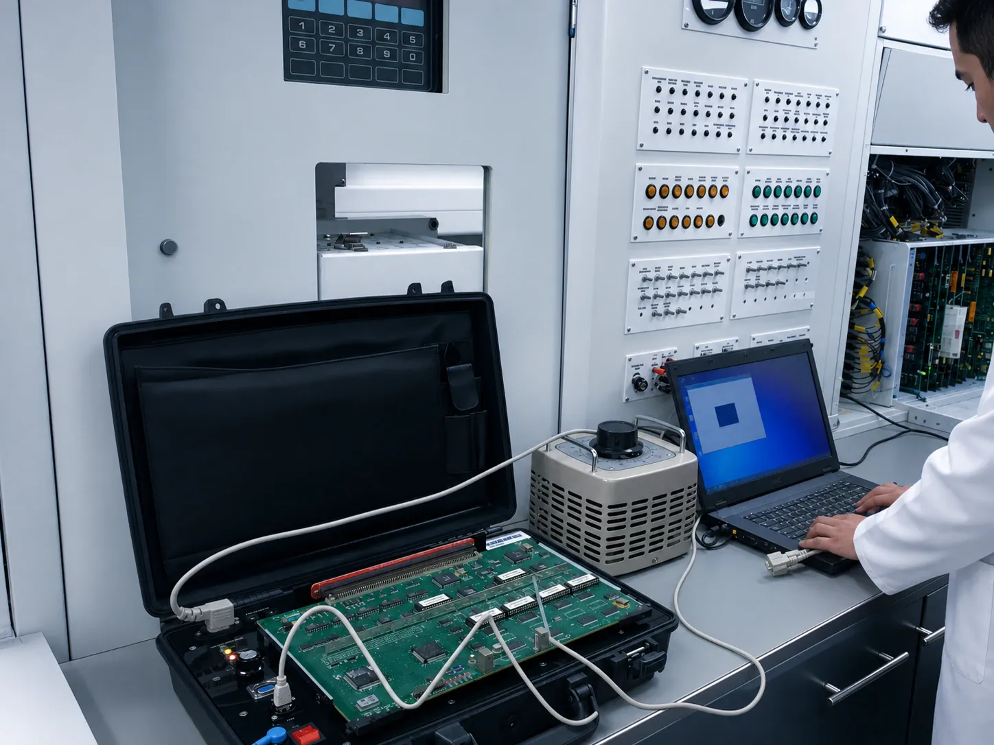 Electronics test bench for mining maintenance instruments